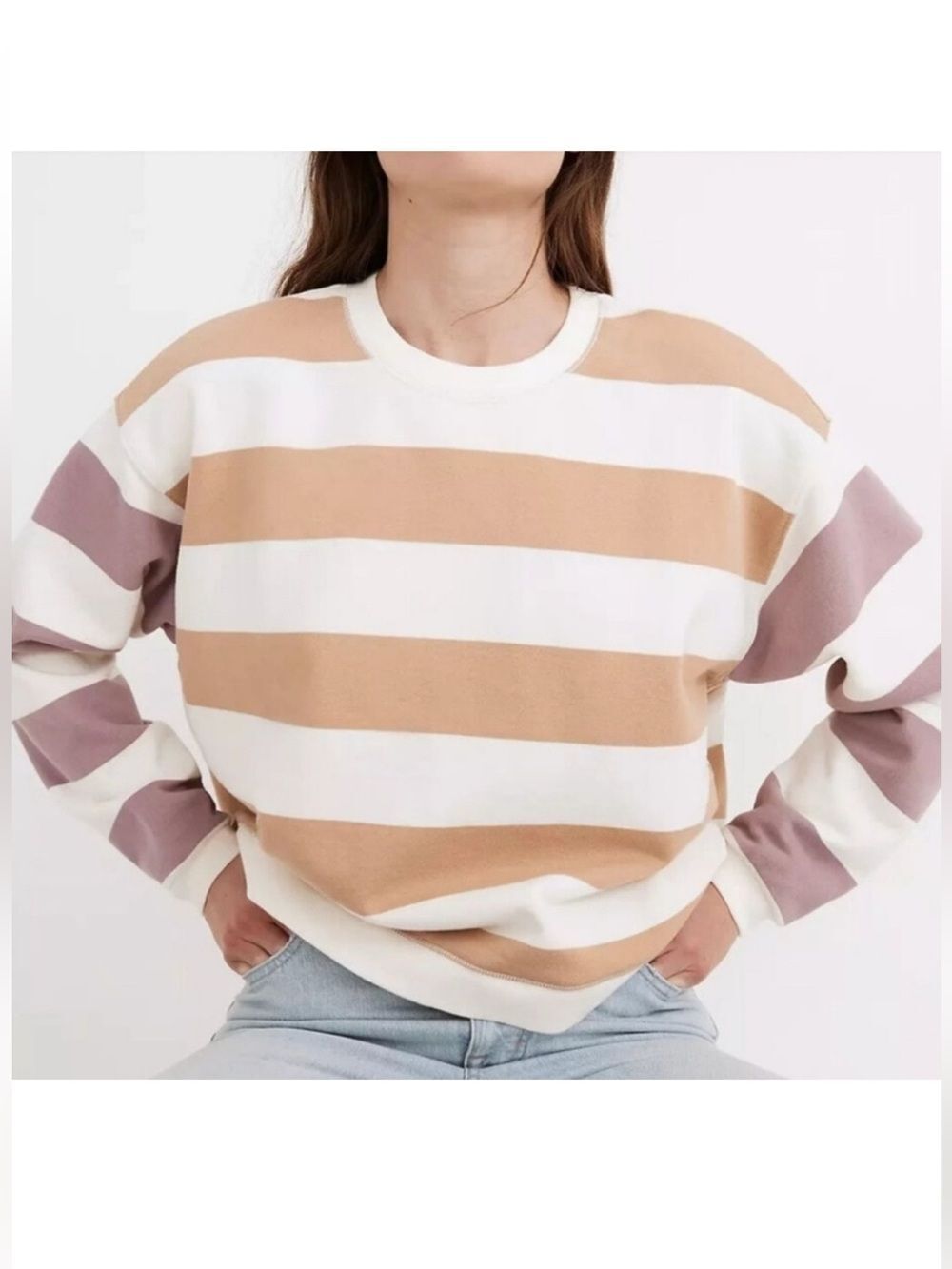 Madewell Striped Crewneck Sweatshirt!